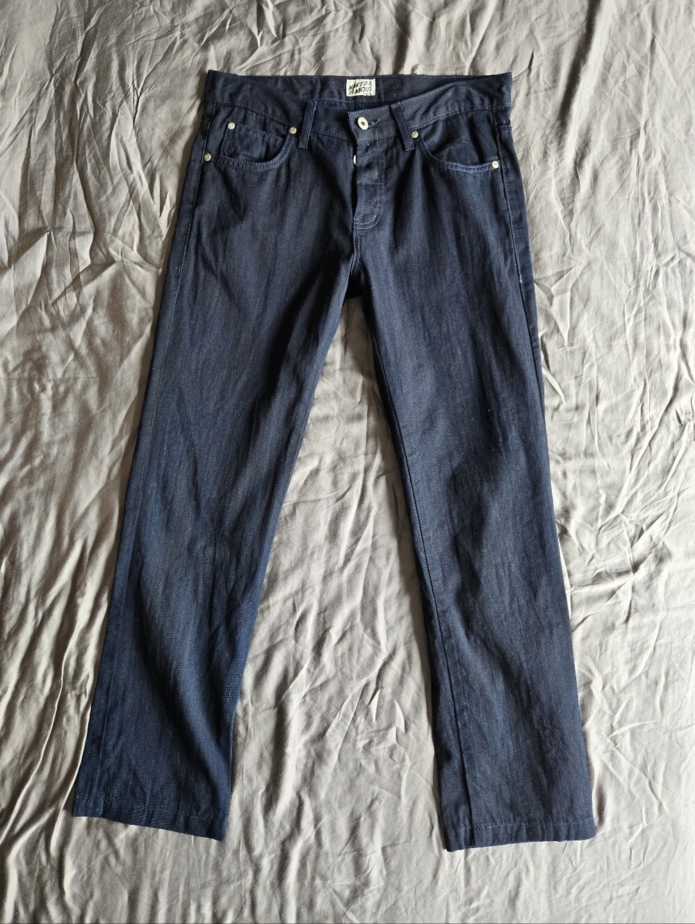 Naked & Famous Denim Straight Leg Jeans in Blue-Black Size 10 (See Measurements)